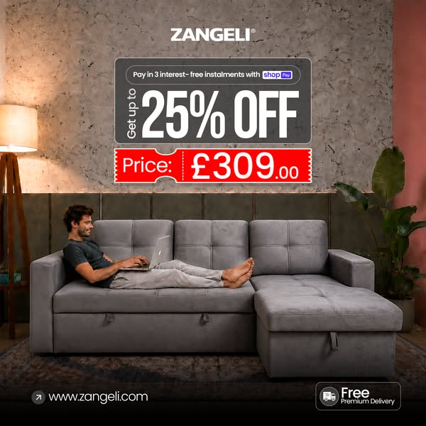 L Shape Sofa Bed – £309
