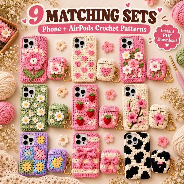 9 Matching Phone + AirPods Crochet Patterns