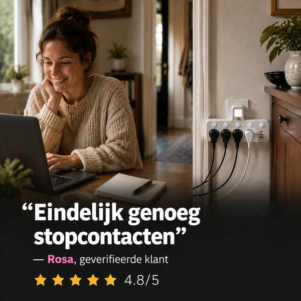 PlugMaster Connect – Stekkerdoos met USB & USB-C + Nachtlampje