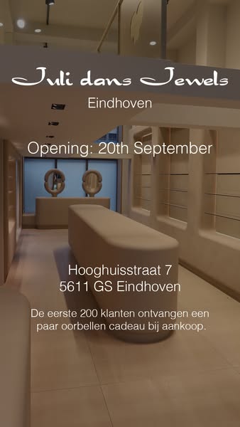 Opening 20 september Gratis oorbellen voor de eerste 200 klanten.