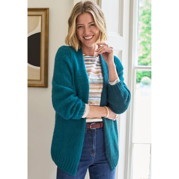 Tara Long Sleeve Alpaca Blend Cardigan - Dutch Blue