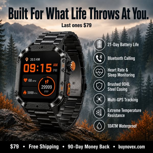 $79. GPS. 21-Day Battery. Waterproof. Calls & Notifications on your wrist. Health tracking 24/7.
