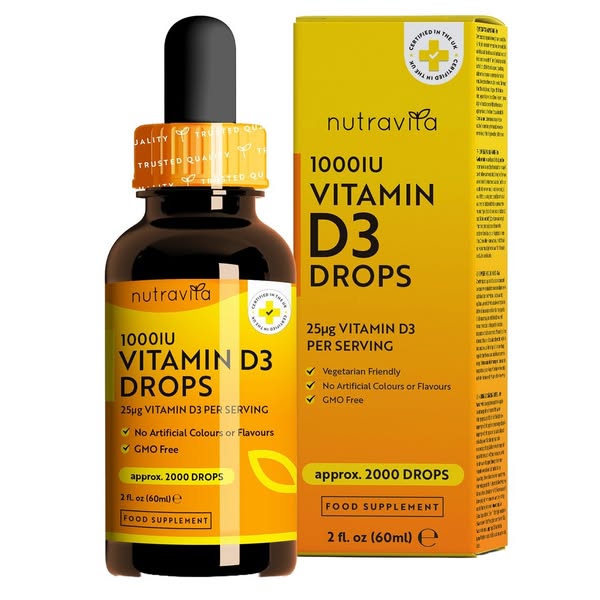 Vitamin D3 1000iu Drops - 2000 Drops Per Bottle