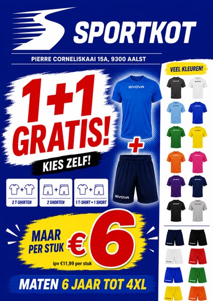 1 + 1 gratis T-shirt en short