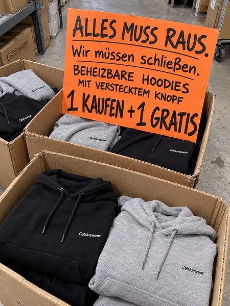 Beheizbarer Hoodie mit verstecktem Leuchtknopf