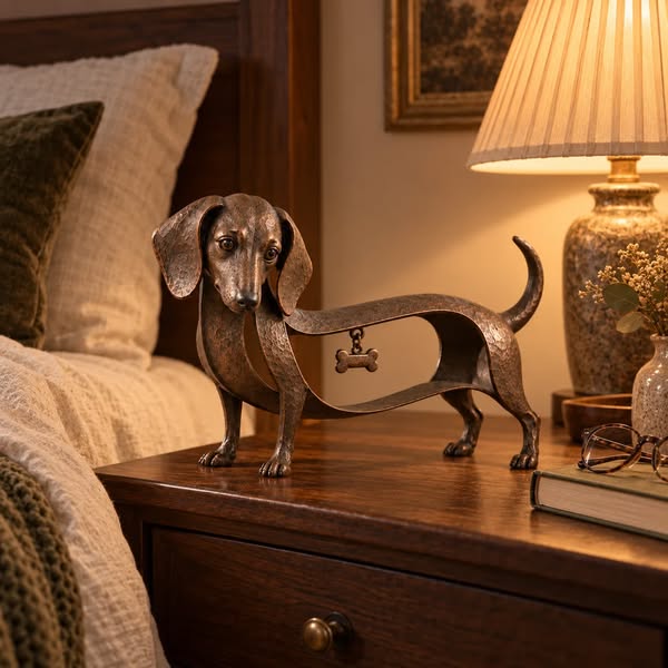 Vintage-style Dachshund Sculpture – A Timeless Classic / Vintage Wrought-Iron Dachshund Ornament
