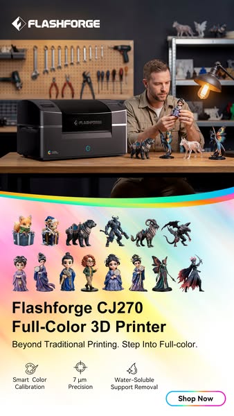 Flashforge CJ270—— Millions of Colors,One Print.The Desktop Full-Color3D Printer with Al Modeling