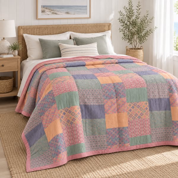 Colorful Cotton Square Quilt