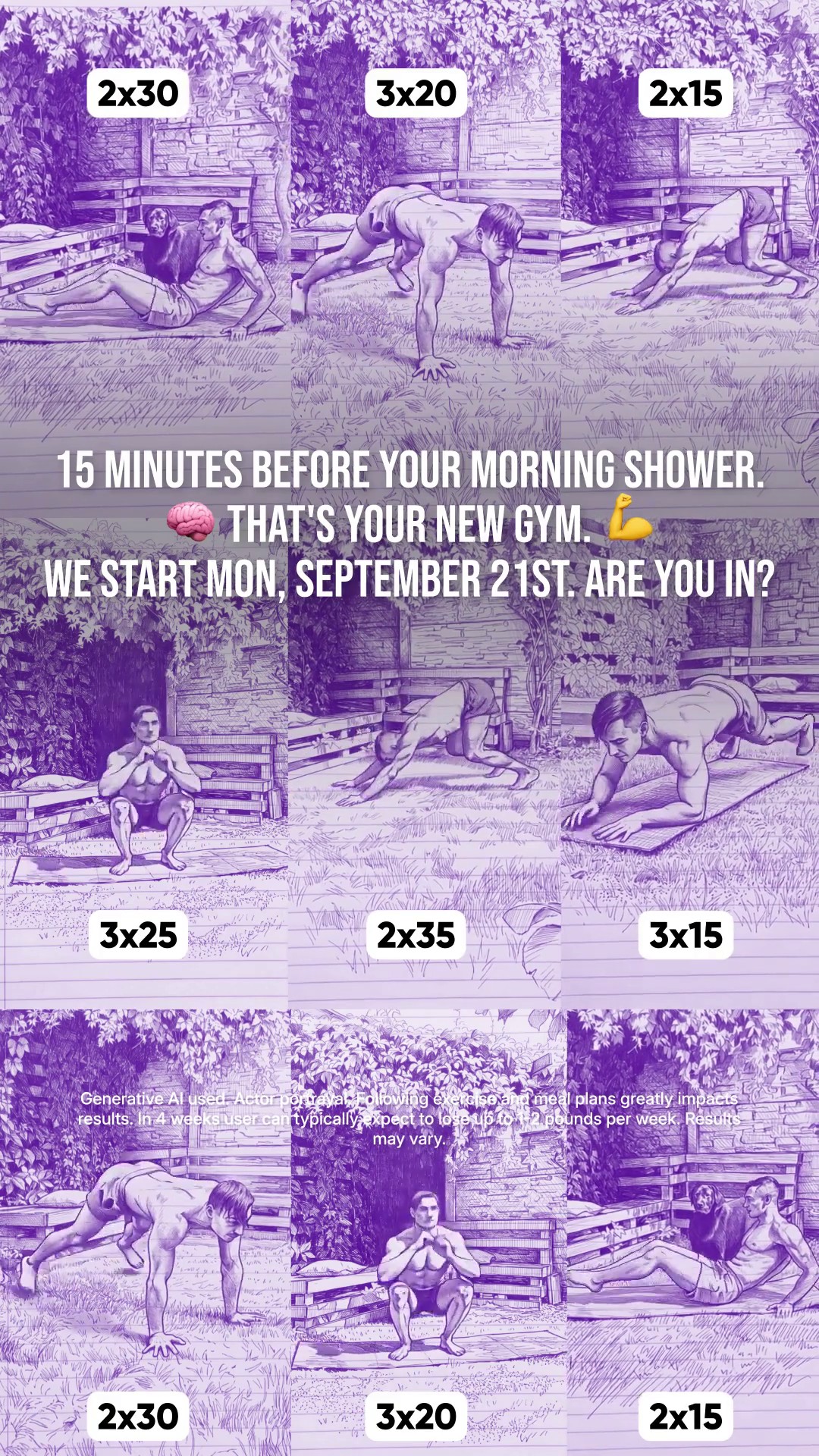 For Big Guys: Start Fifteen Today. Build Steady Strength.