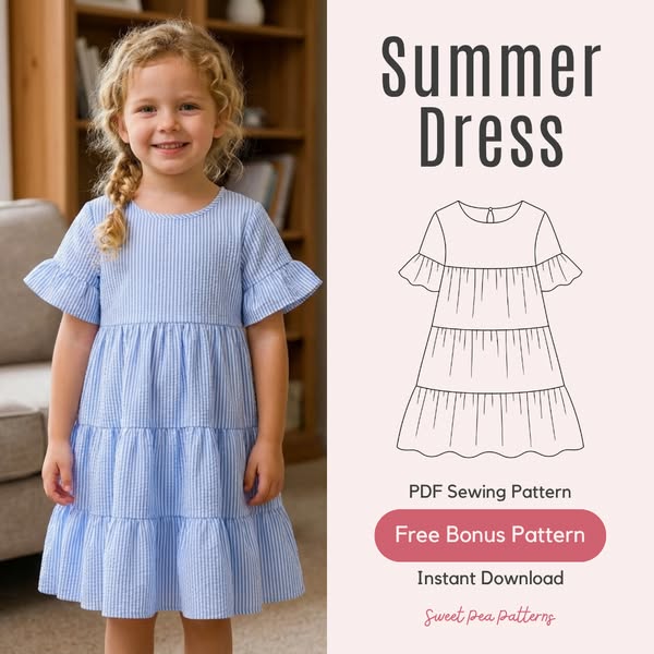 90% Off Girls Tiered Dress Pattern