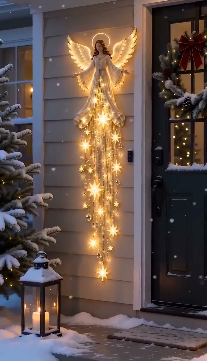Angel Blessing Starfall Wall Light™ – Heavenly Christmas Wall Decor