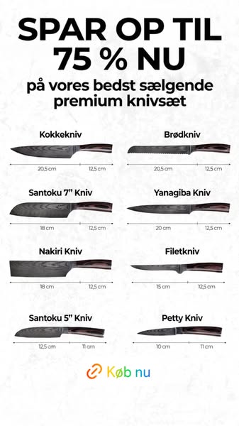 8 knive i én gaveæske