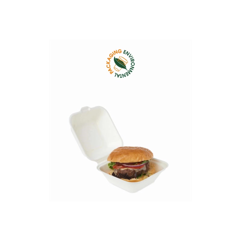 Compostable Bagasse Clamshell Burger Boxes