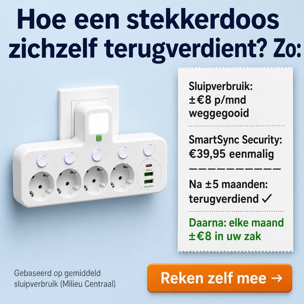 PlugMaster Connect – Stekkerdoos met USB & USB-C + Nachtlampje