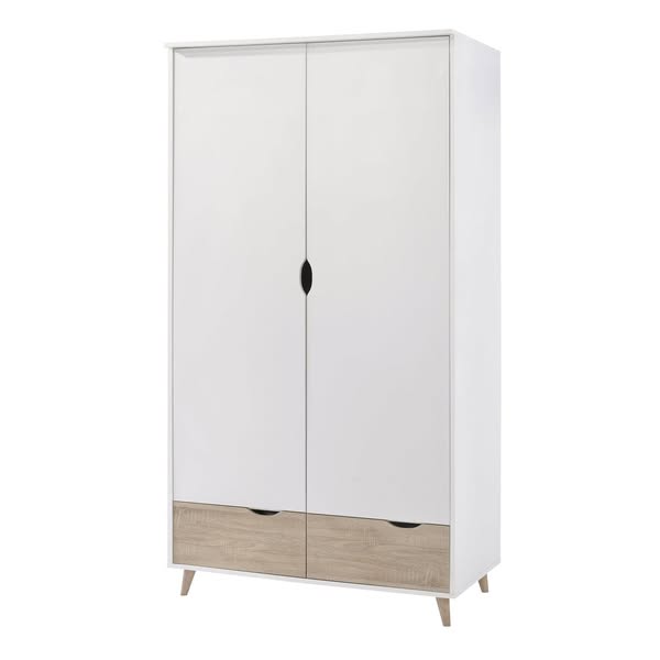Stockholm 2 Door Wardrobe White-Oak