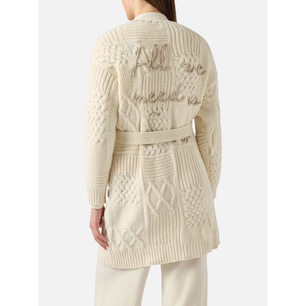 Off white Daba maxi cardigan with All We Need Is Snow embroidery
