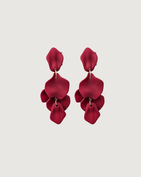 Leaf Earrings Matt Mat Burgundy