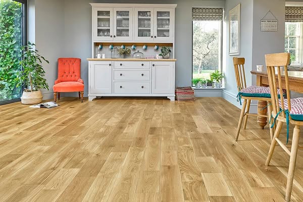 Galleria Professional Solid European Rustic Oak Flooring 18mm x 150mm Natural Brushed & Oiled - For bathrooms, kitchens, living rooms and be