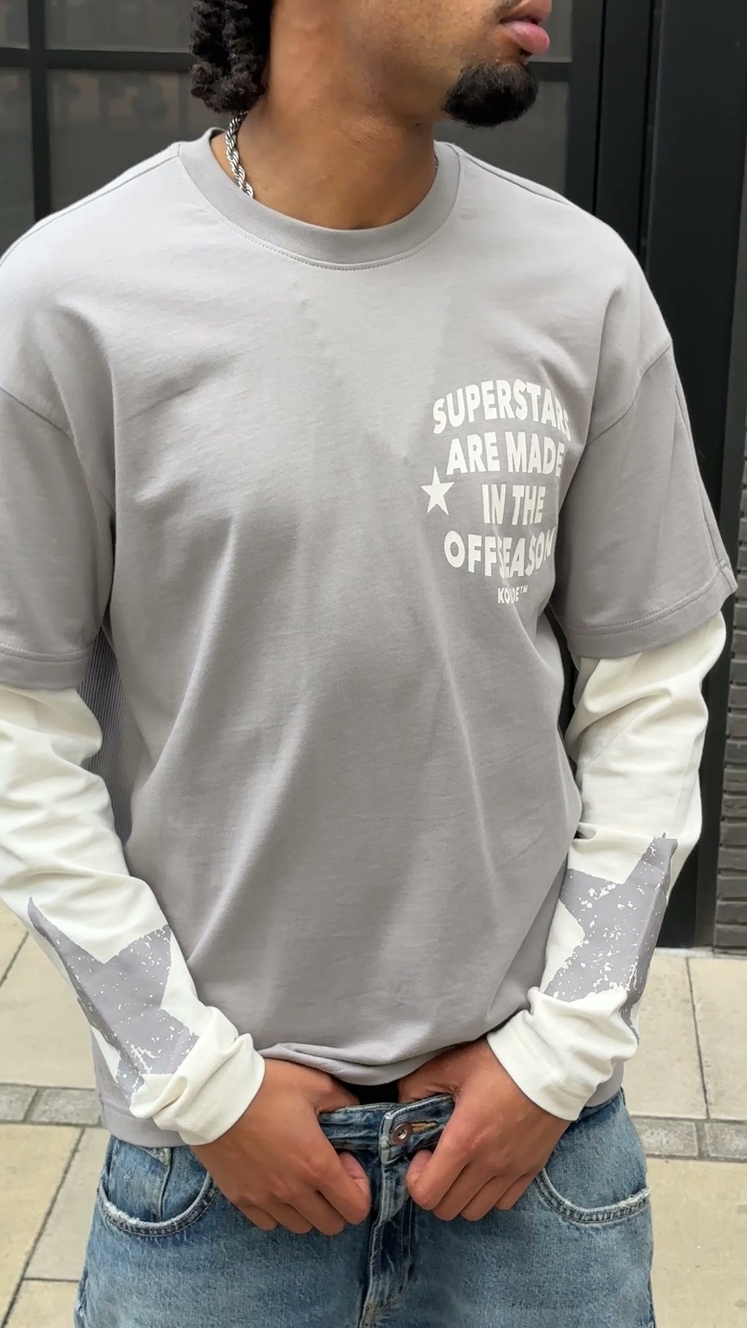 SUPERSTAR LAYERED T-SHIRT | GREY