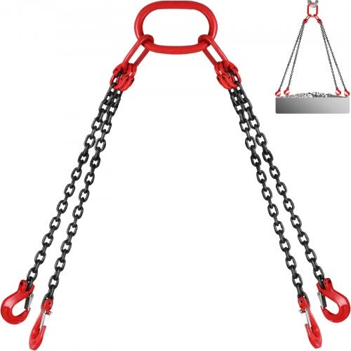 €33.90 VEVOR Catene di Sollevamento a 4 Gambe G80 1.5m Imbracatura per Catena di Sollevamento in Acciaio (1.5m con Capacità di Carico 5 T)