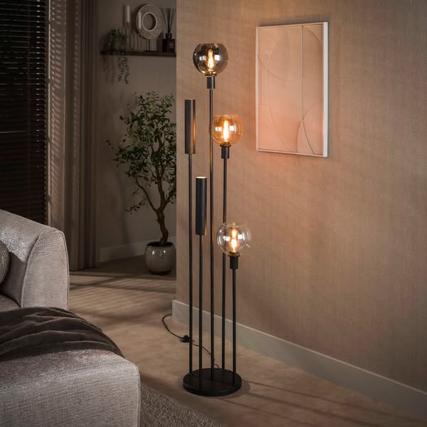 Lámpara de pie Aurora Trico de 5 luces / negro Artic