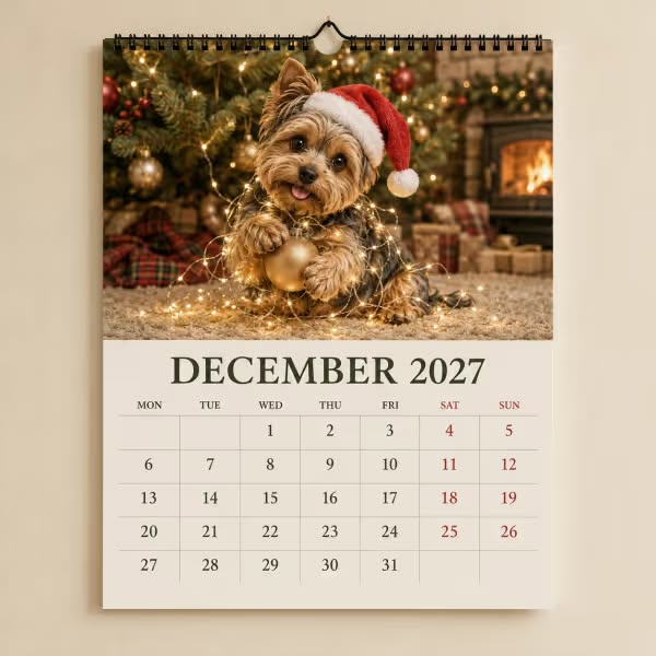 2027 Funny Yorkshire Terrier Wall Calendar | A4 Hanging Calendar-2