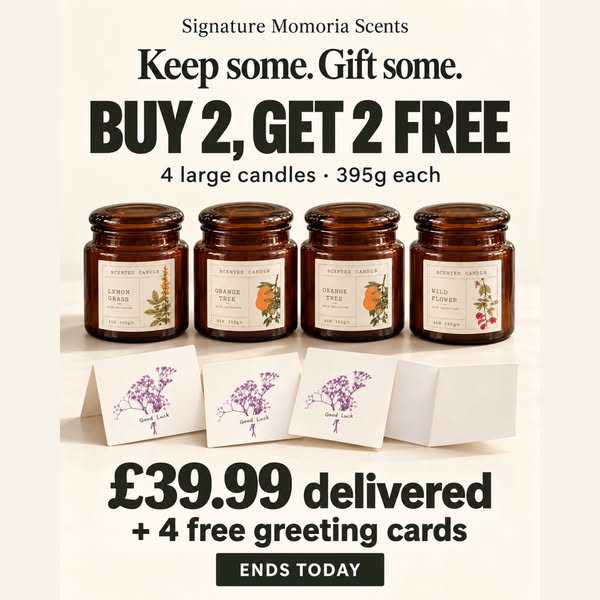 Gorgeous scent Candles, Buy two get two free!