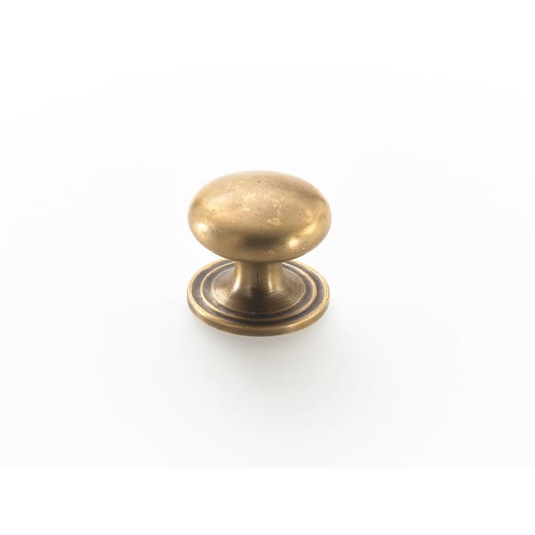 1" Round solid brass drawer pull with circular backplate