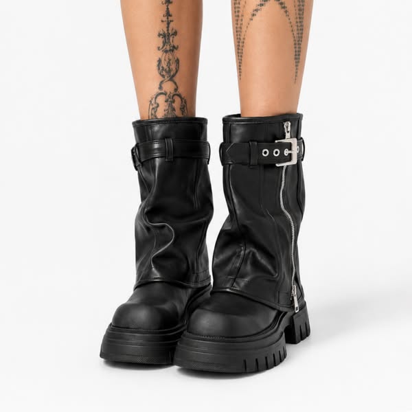 Fold Over Platform Boots | Slouchy Chunky Rave Boots – Asyllum