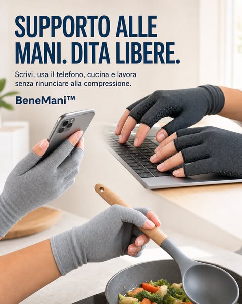 Supporto alle mani. Dita libere.