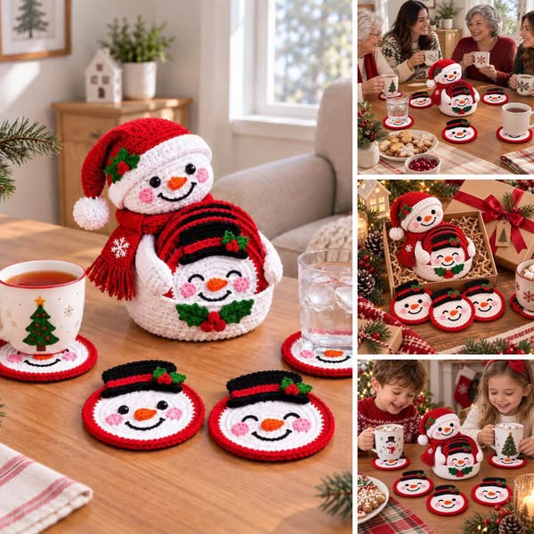 Snowman Coaster Set Pattern (PDF)