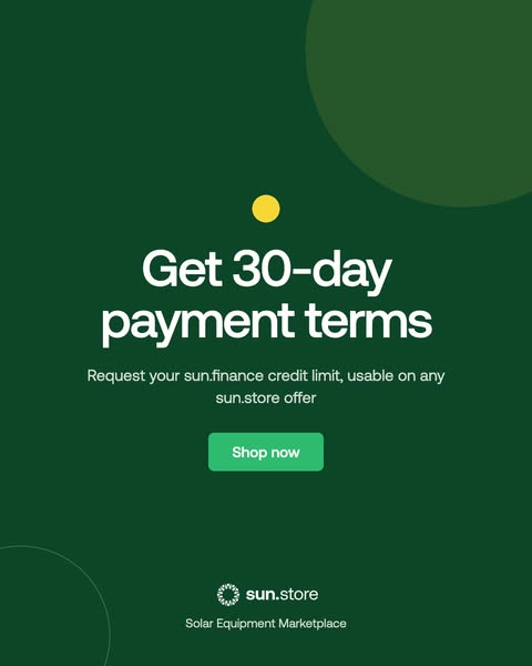 Solar equipment, buy now pay later