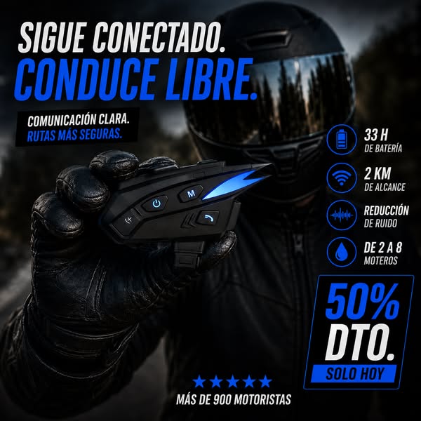Intercom grupal para motos, conexión total en ruta