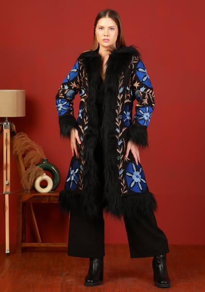 Women's Hand Embroidered Boho Coat Artisan - Alza