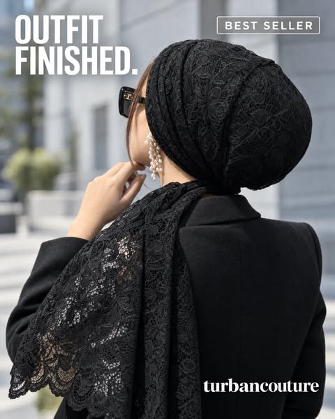 Beanie Wrap Lace - Black