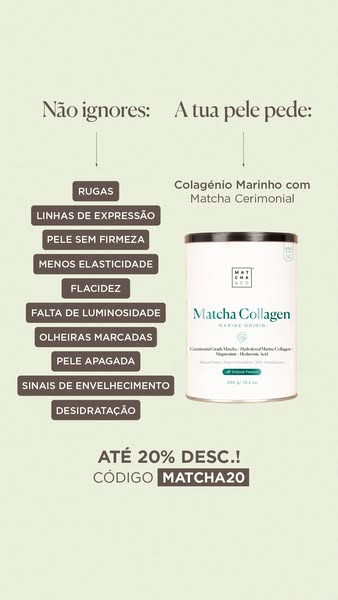 Até 20% de desconto em encomendas +45 €. Código: MATCHA20