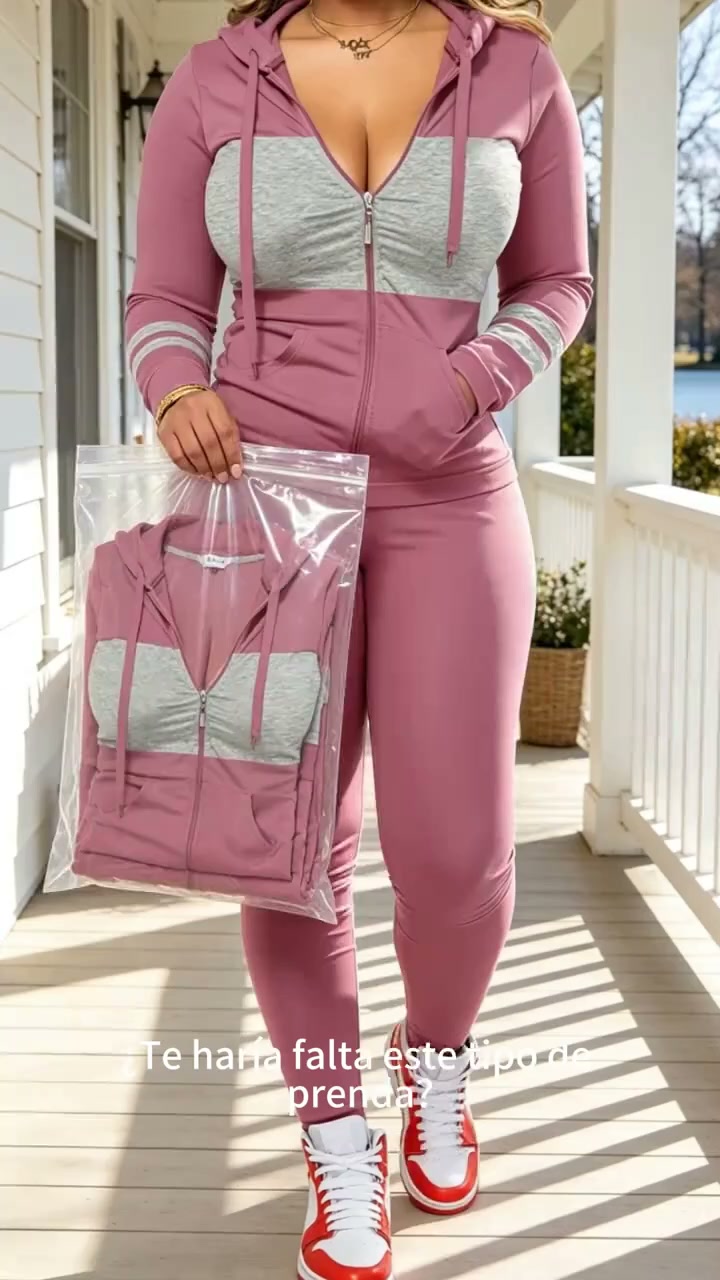 Gratis verzending Dames Hoodie & Broek Set – Getailleerde Pasvorm, Comfortabel & Sportief-Chic