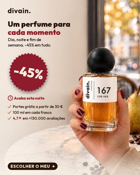 45% em todos os perfumes