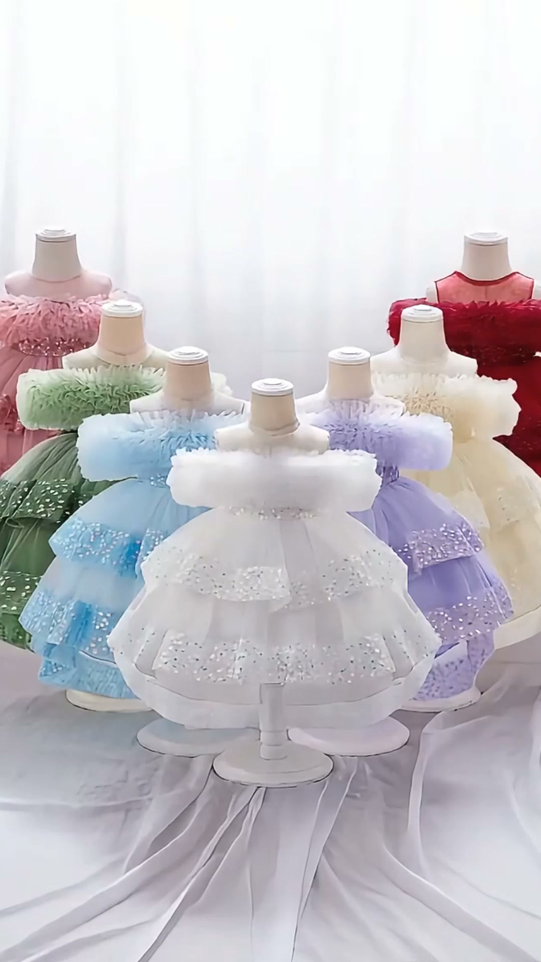 7 ColorsGorgeous Ruffle Tulle Princess Dres