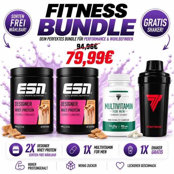 Fitness Bundle Männer | 2x ESN Designer Whey + Multivitamin + Shaker