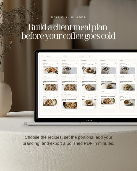 Branded meal plans in minutes