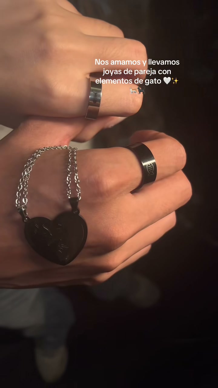 Cute Cat Matching Necklace Set With Ring
