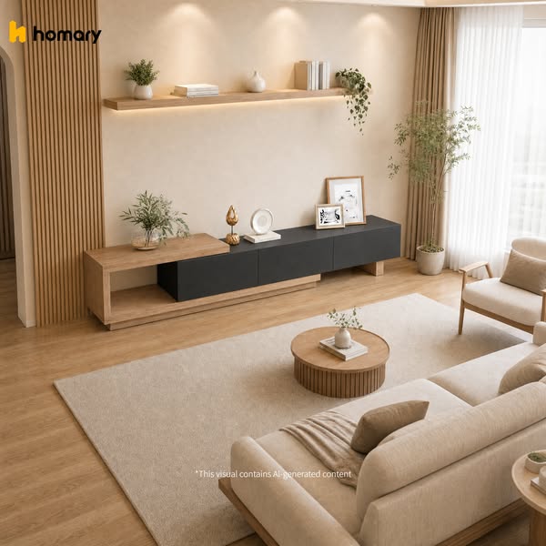 Quoint 180 - 255 cm Extendable TV Stand with 3 Drawers