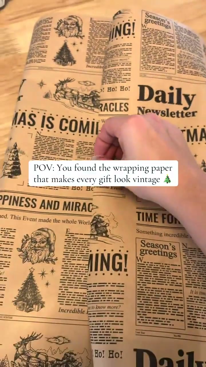 Retro Newspaper Christmas Paper Roll - Bring Farmhouse Charm To Your Christmas Gifts