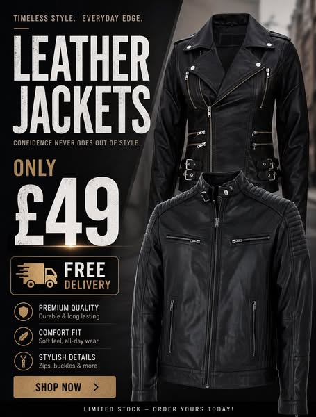 £49 Leather Jackets + Free Delivery