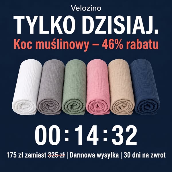 Koc muślinowy z bawełny