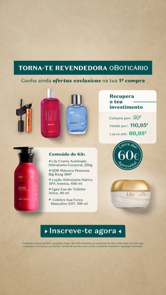 Kits Início exclusivos para a 1ª encomenda