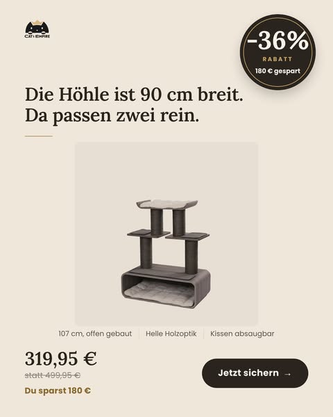 Höhle 90 cm breit, jetzt 319,95 €