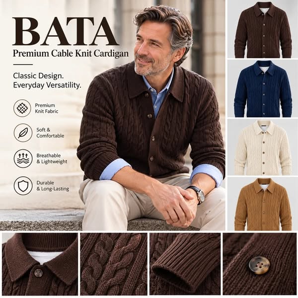 The cardigan with a shirt collar.