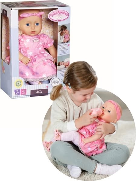 Baby Annabell Mia docka med rosa klänning och sovande ögon - 43 c